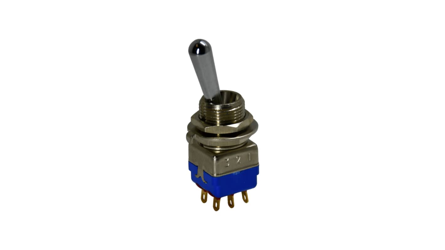 APEM Toggle Switch, Panel Mount, On-On, DPST, Solder Lug Terminal, 28V dc