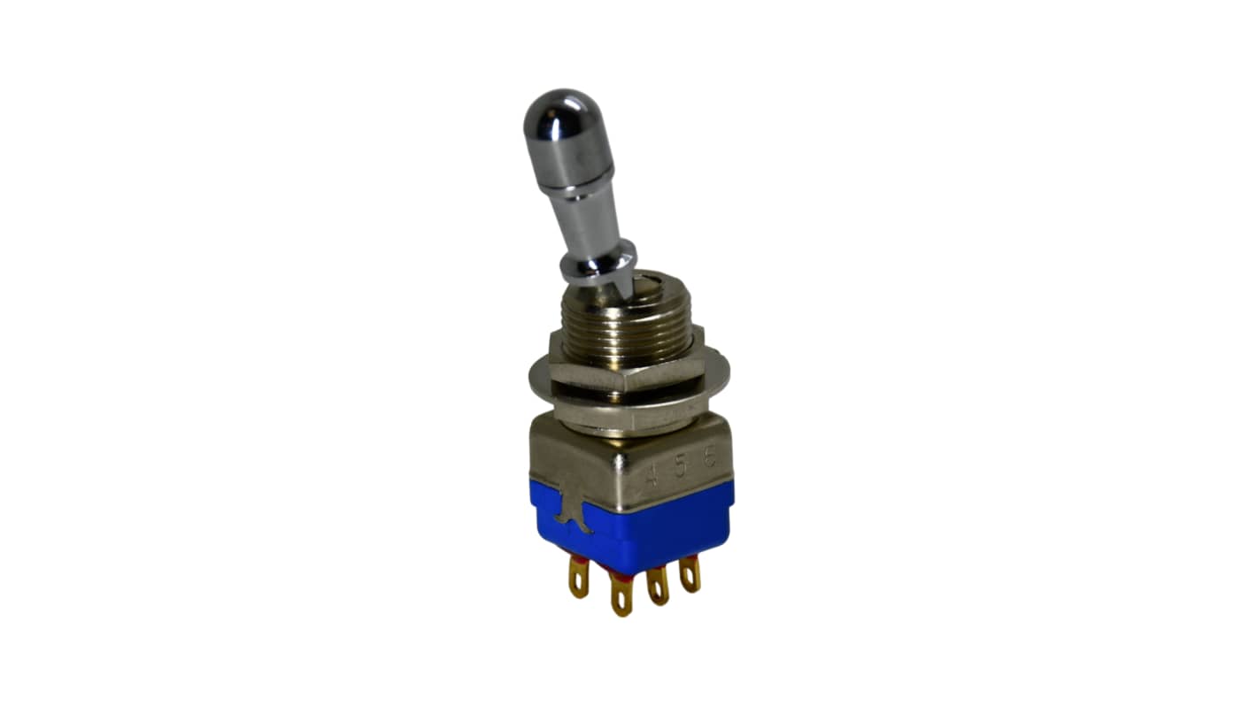 APEM Toggle Switch, Panel Mount, On-On, DPST, Solder Lug Terminal, 28V dc