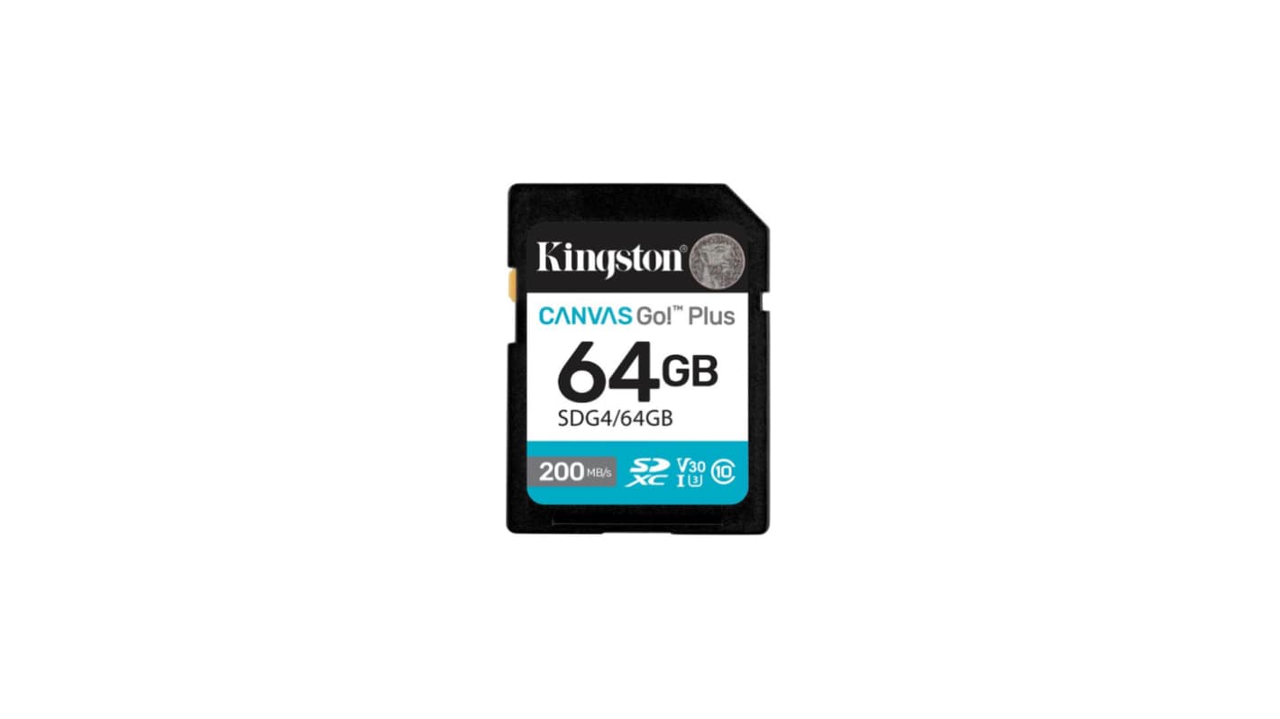 Kingston 64 GB SDXC卡, Class 10, U3, UHS-I, V30, Canvas系列