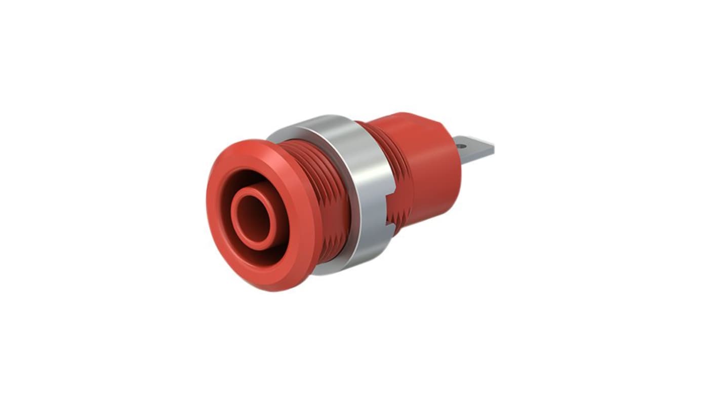 Staubli Red Socket Banana Socket, 4 mm Connector, Screw Termination, 24A, 1kV, Nickel Plating