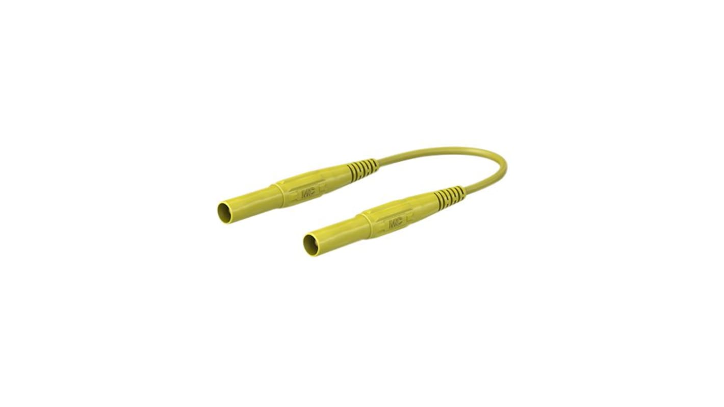 Staubli Test lead, 19A, 1kV, Yellow, 100cm Lead Length