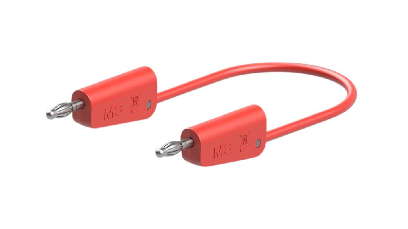 Staubli Test lead, 19A, 30 → 60V, Red, 50cm Lead Length
