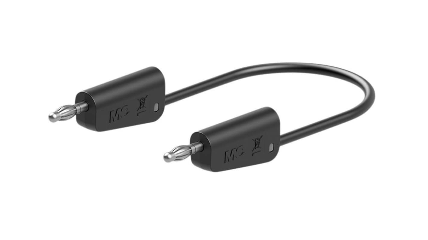Staubli Test lead, 19A, 30 → 60V, Black, 25cm Lead Length
