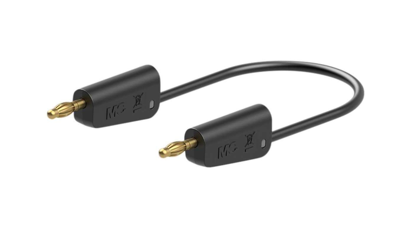 Staubli 4mm插头测试线, 100cm线长, 30 → 60V, 32A, 黑色, 插头