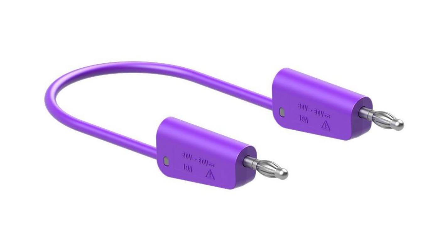 Staubli Test lead, 19A, 30 → 60V, Violet, 100cm Lead Length