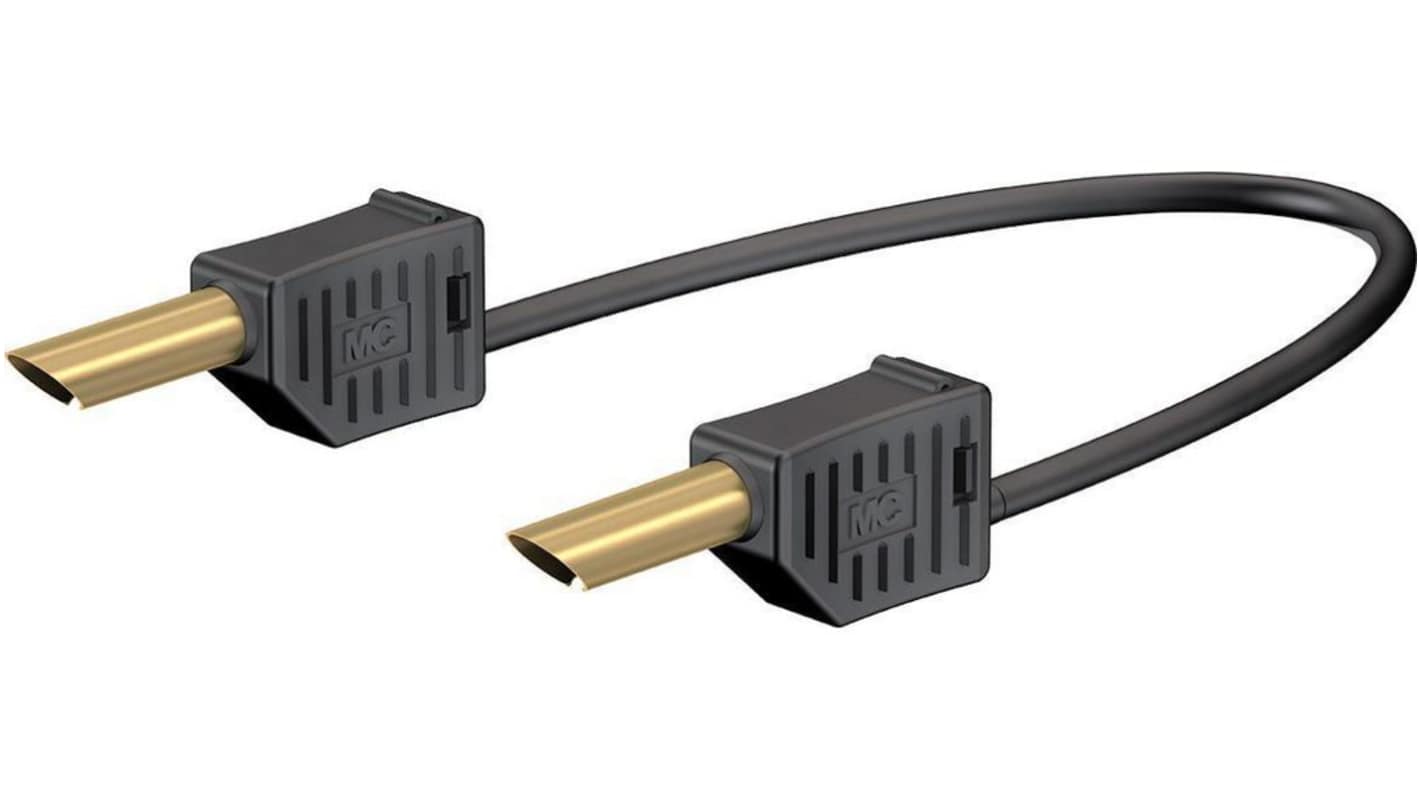 Staubli Test lead, 19A, 30 → 60V, Black, 25cm Lead Length