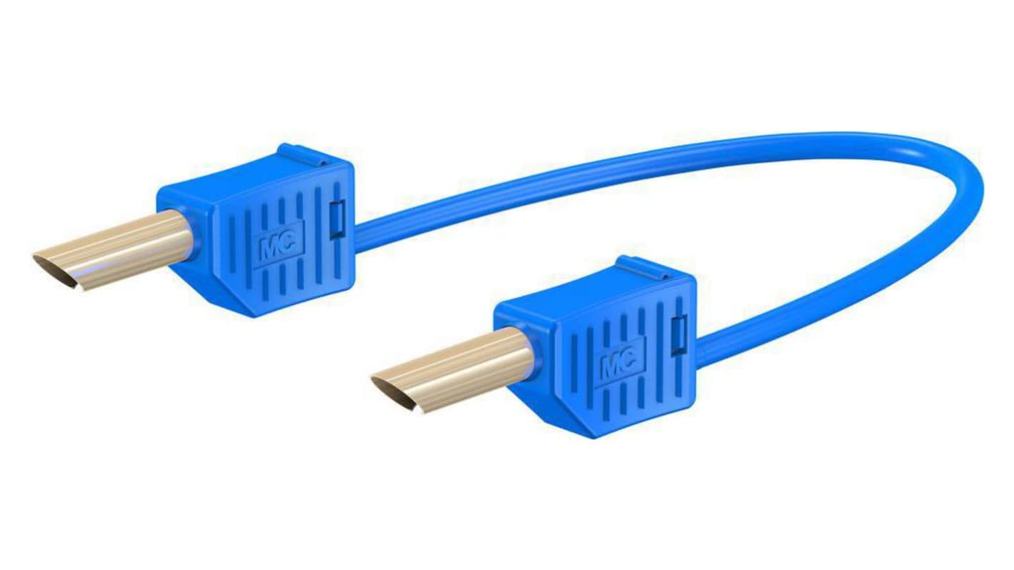 Staubli 4mm插头测试线, 50cm线长, 30 → 60V, 19A, 蓝色, 插头