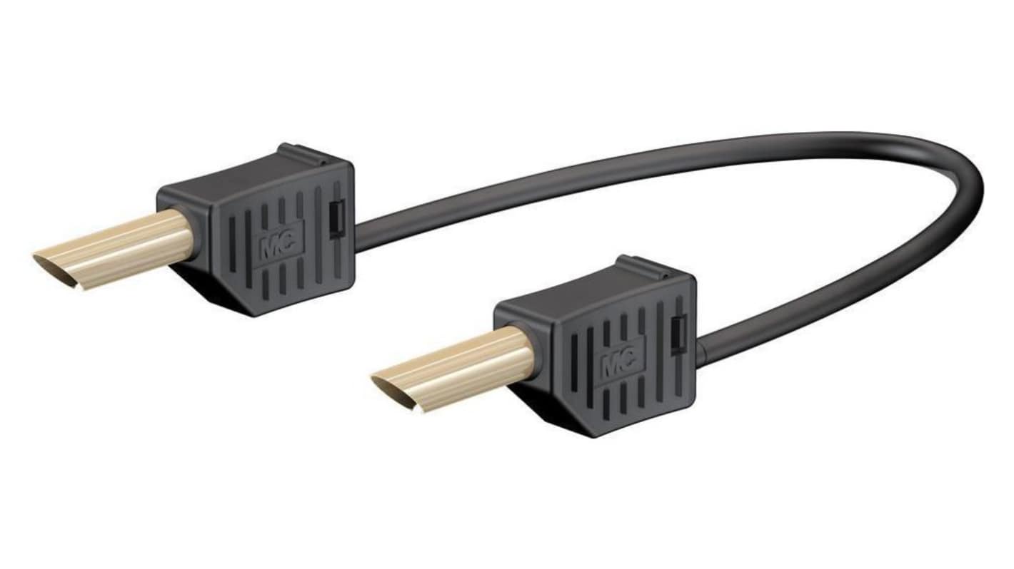 Staubli Test lead, 19A, 30 → 60V, Black, 50cm Lead Length