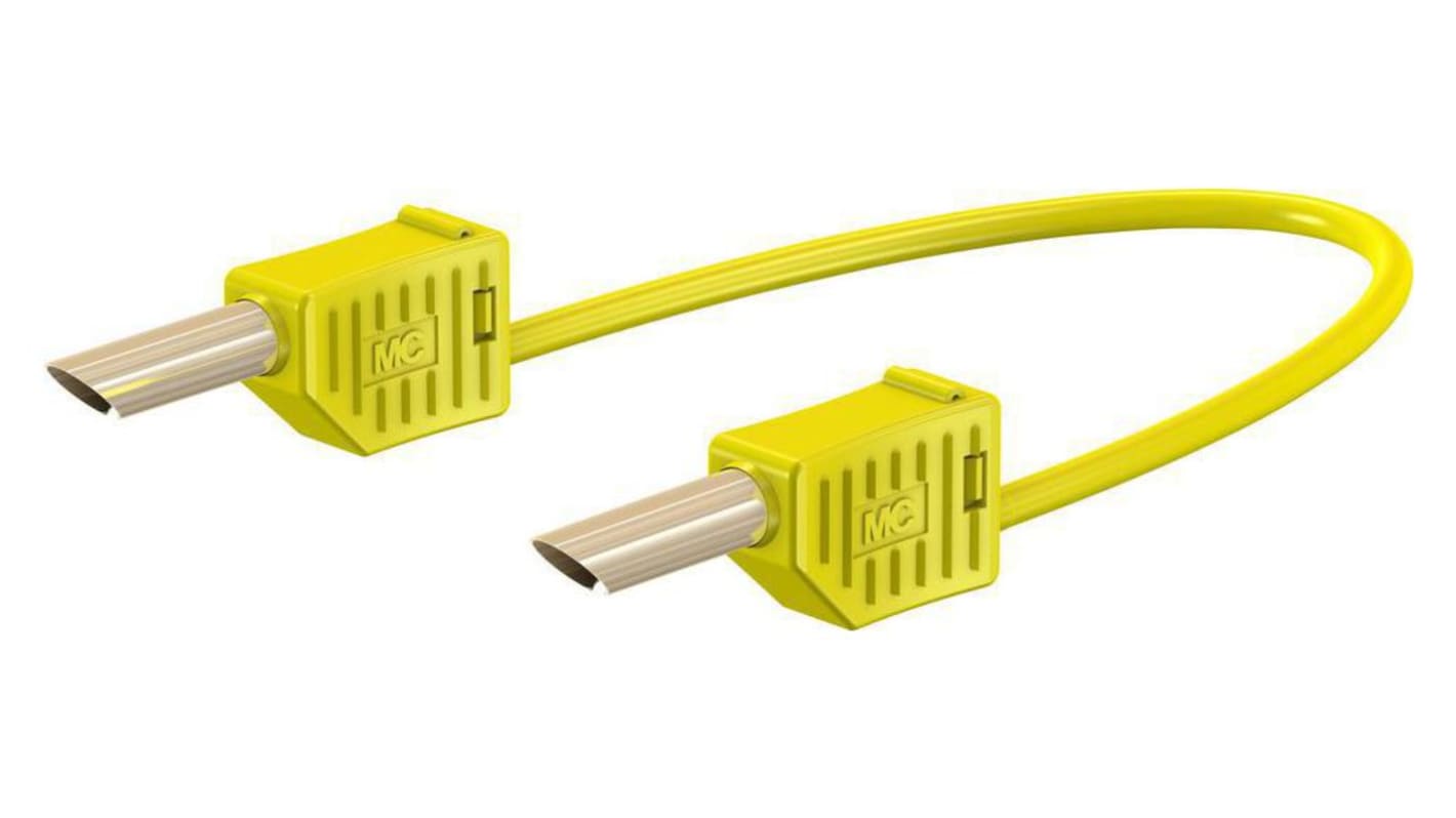 Staubli 4mm插头测试线, 100cm线长, 30 → 60V, 19A, 黄色, 插头