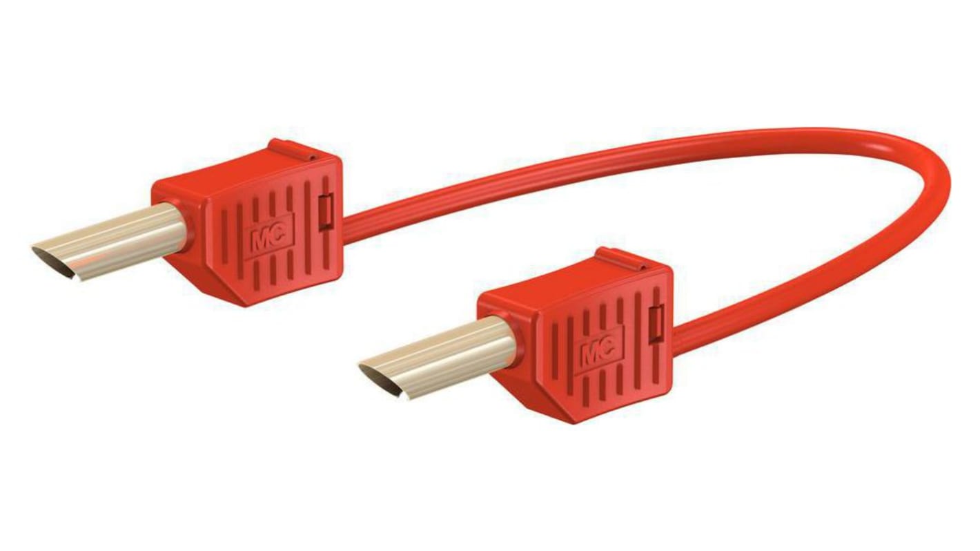 Staubli 4mm插头测试线, 200cm线长, 30 → 60V, 19A, 红色, 插头