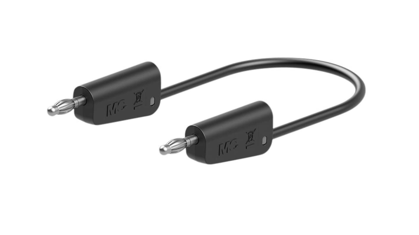 Staubli Test lead, 19A, 30 → 60V, Black, 50cm Lead Length