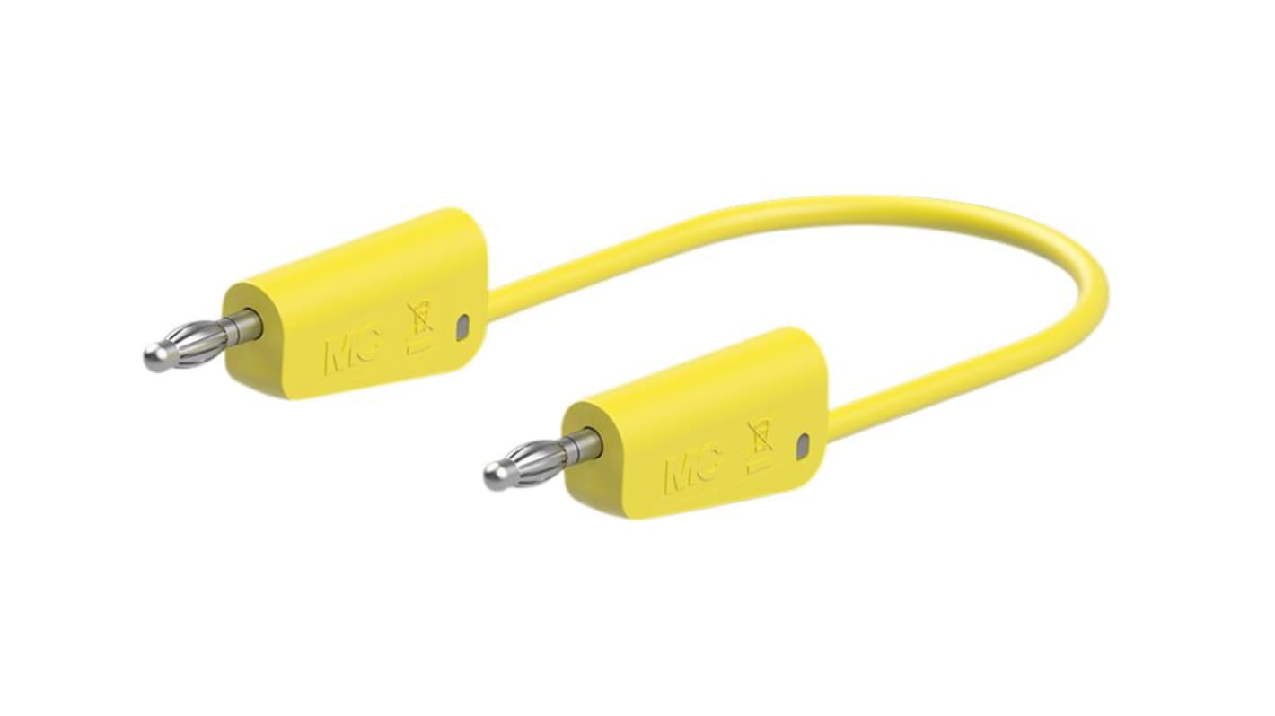 Staubli Test lead, 19A, 30 → 60V, Yellow, 150cm Lead Length