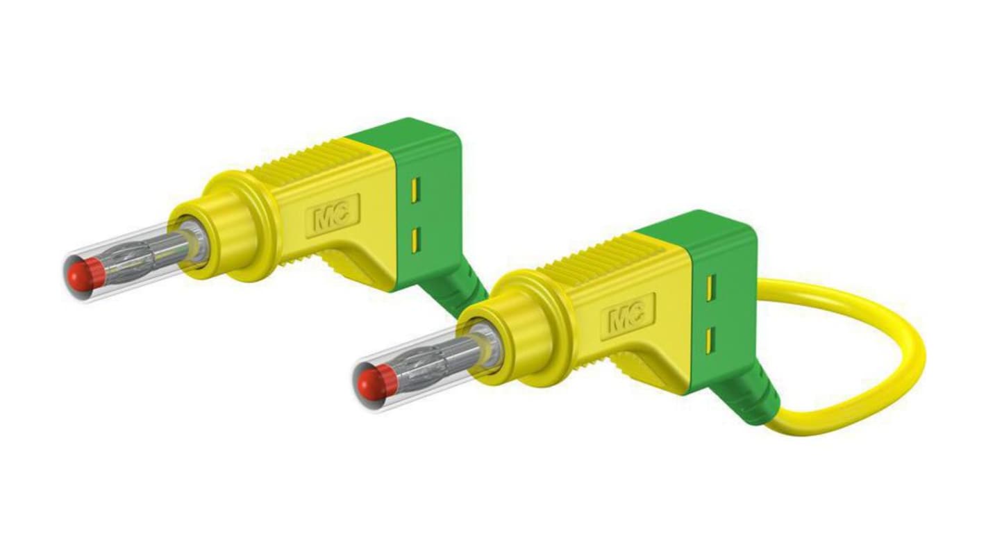 Staubli Test lead, 32A, 600V, Green/Yellow, 100cm Lead Length