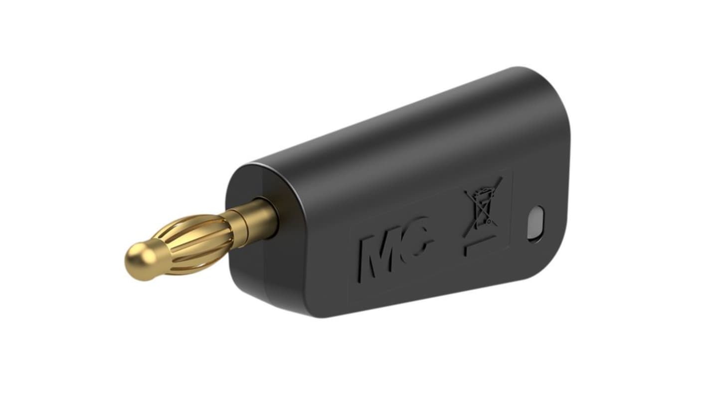 Staubli Black Plug Banana Plug, 4 mm Connector, Solder Termination, 32A, 30 → 60V, Gold Plating
