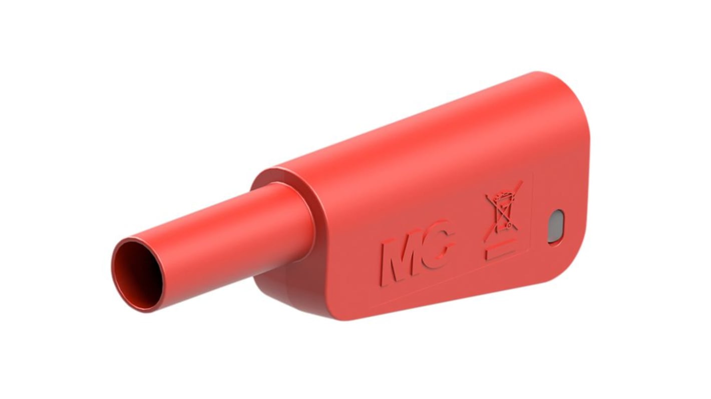 Staubli Red Plug Banana Plug, 4 mm Connector, Screw Termination, 32A, 600 → 1000V, Gold Plating