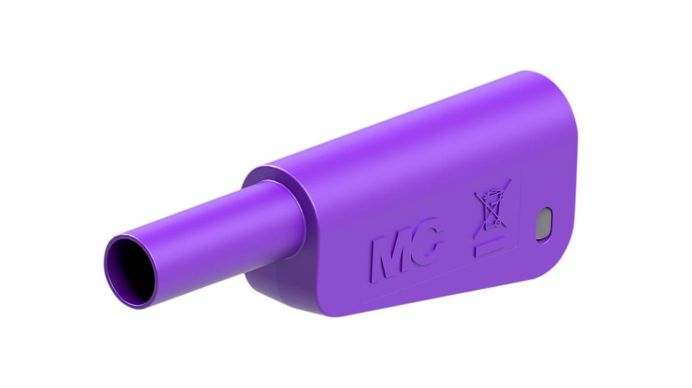 Staubli Violet Plug Banana Plug, 4 mm Connector, Screw Termination, 32A, 600 → 1000V, Gold Plating