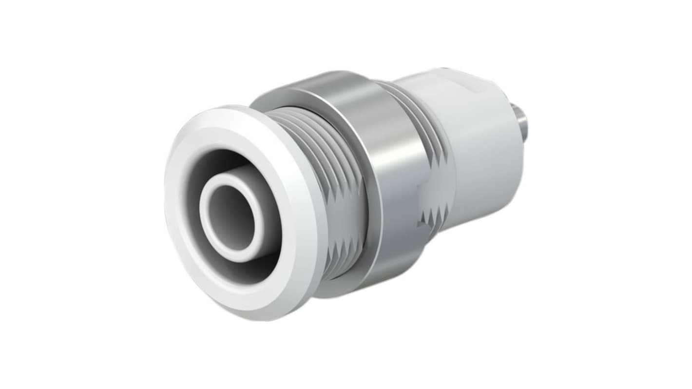 Staubli White Socket Banana Socket, 4 mm Connector, Solder Termination, 24A, 1kV, Nickel Plating