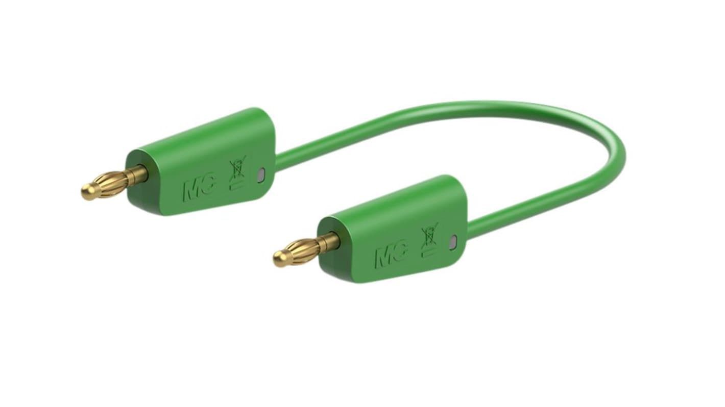 Staubli Test lead, 19A, 30 → 60V, Green, 25cm Lead Length