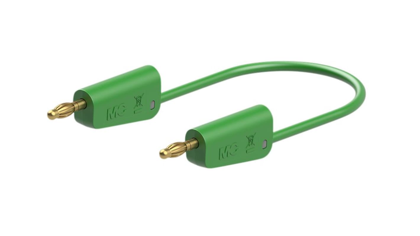 Staubli 4mm插头测试线, 50cm线长, 30 → 60V, 19A, 绿色, 插头