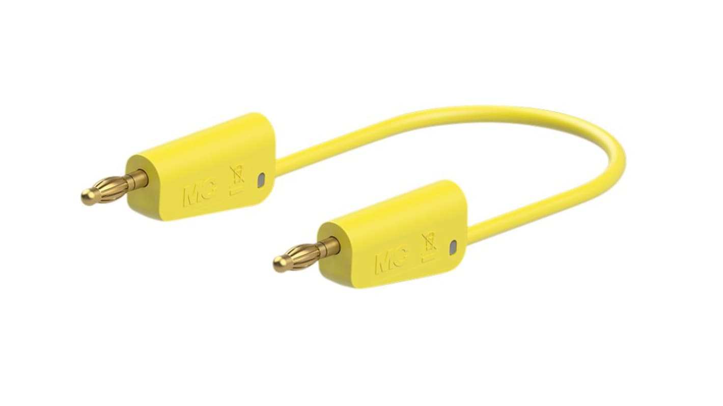 Staubli Test lead, 19A, 30 → 60V, Yellow, 100cm Lead Length