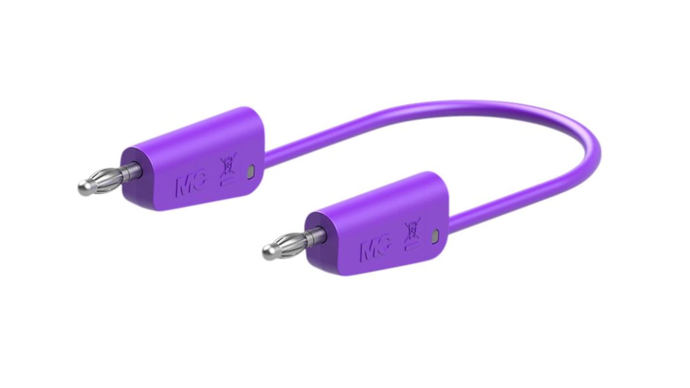 Staubli 4mm插头测试线, 50cm线长, 30 → 60V, 32A, 紫色, 插头
