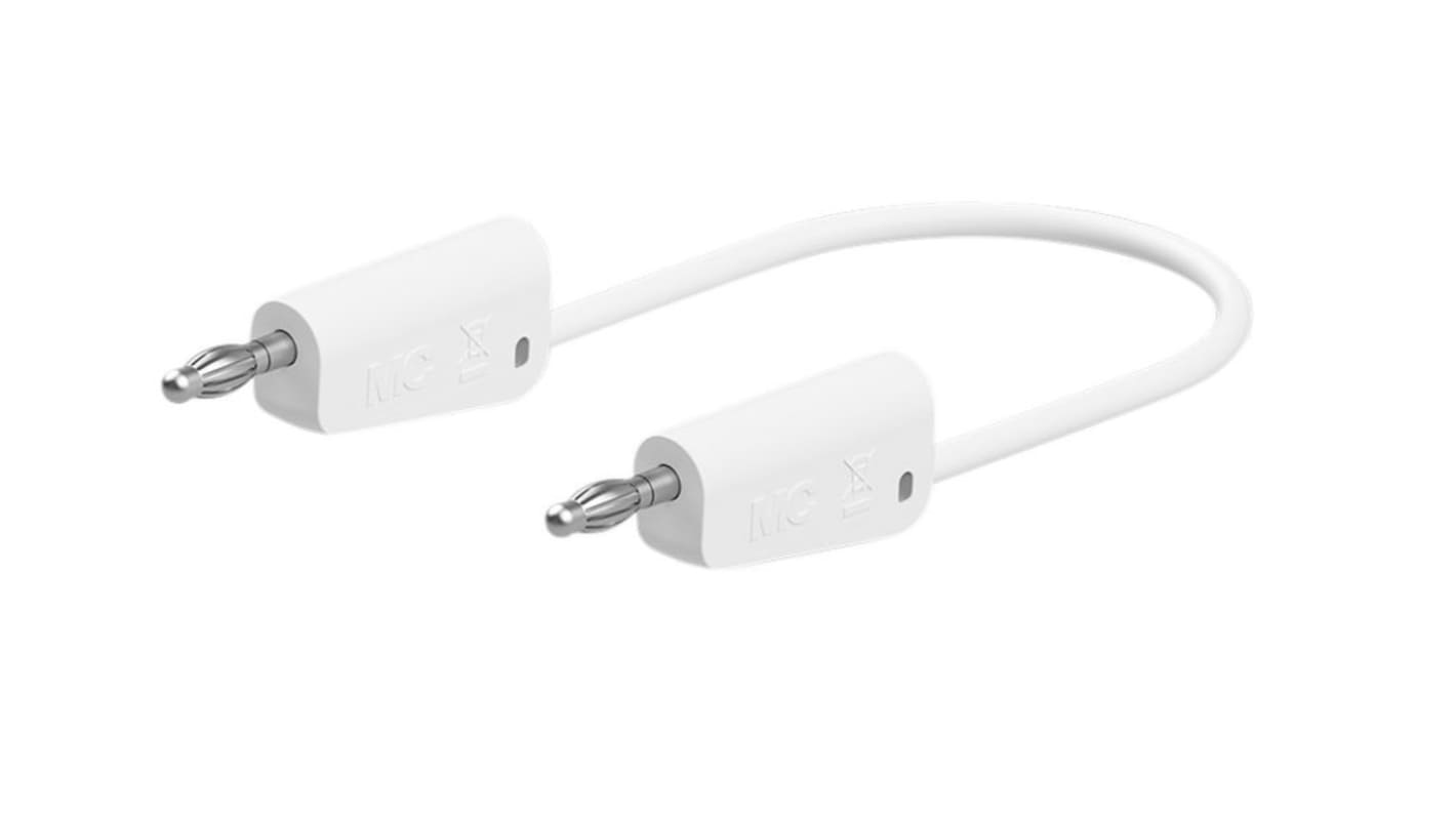 Staubli 4mm插头测试线, 100cm线长, 30 → 60V, 32A, 白色, 插头