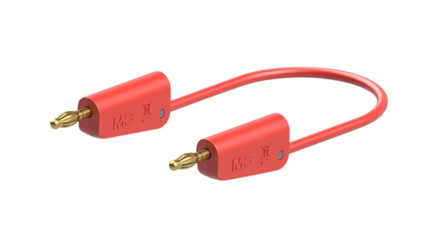Staubli Test lead, 32A, 30 → 60V, Red, 50cm Lead Length
