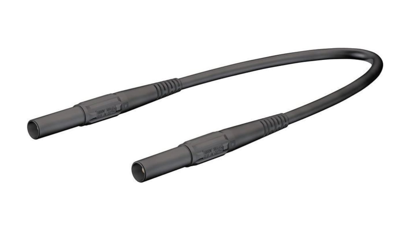 Staubli 4mm插头测试线, 150cm线长, 1kV, 32A, 黑色, 插头