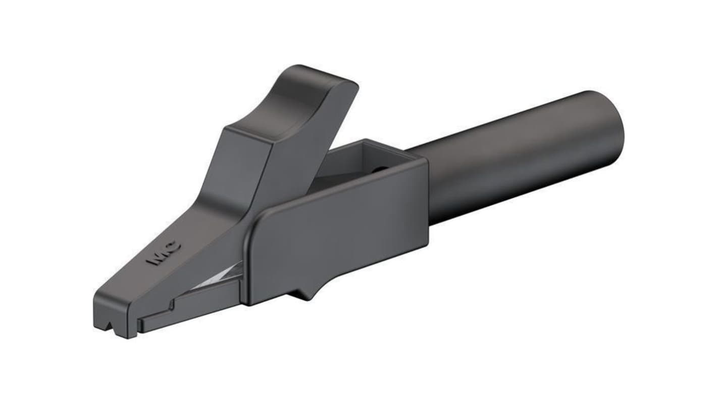 Staubli Crocodile Clip 4 mm Crocodile Clip Connection, Nickel Contact, 15A, Black
