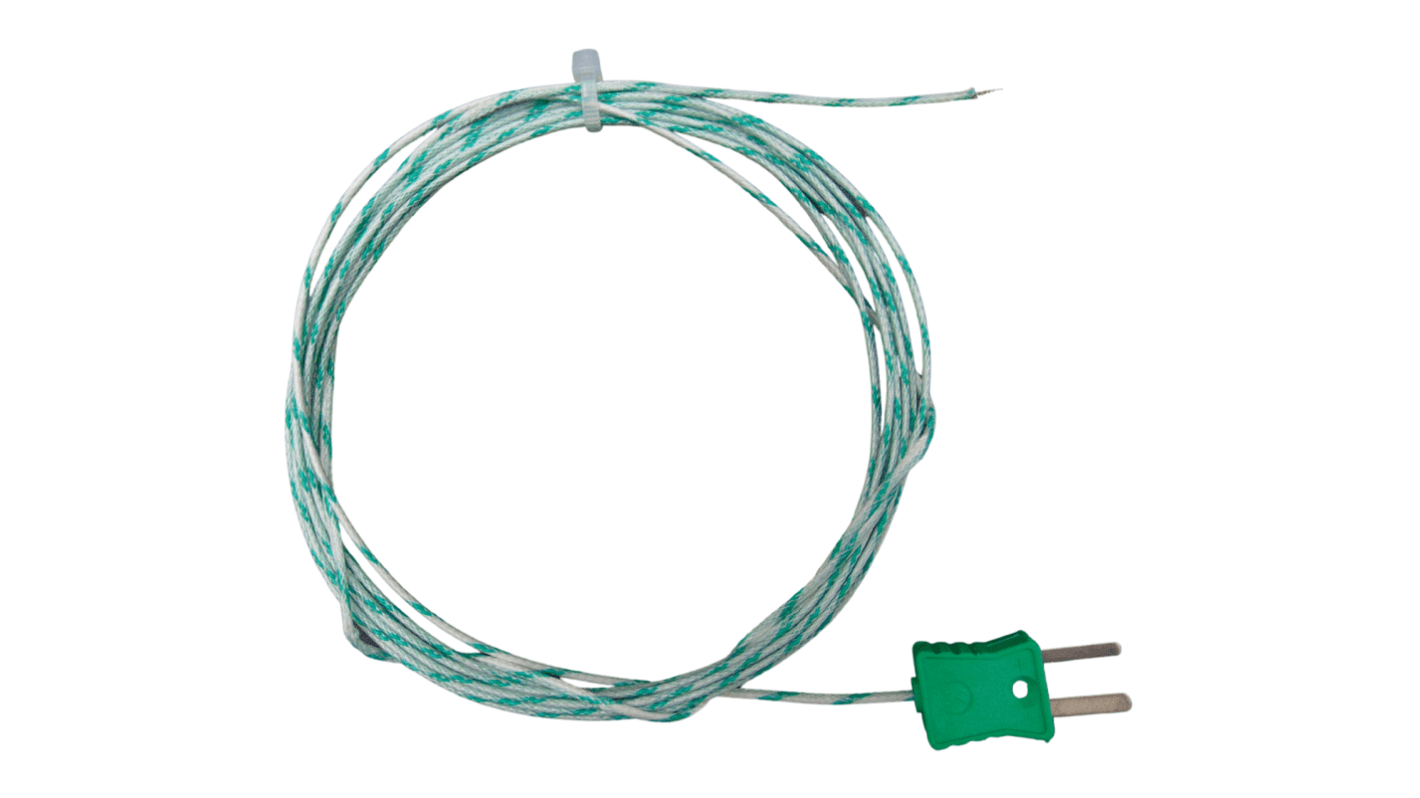 Correge K型热电偶, 探头Φ0.3mm x 2m, 可测+600°C, 整体浇铸插入式微型插头接端, 玻璃纤维探头, E250系列