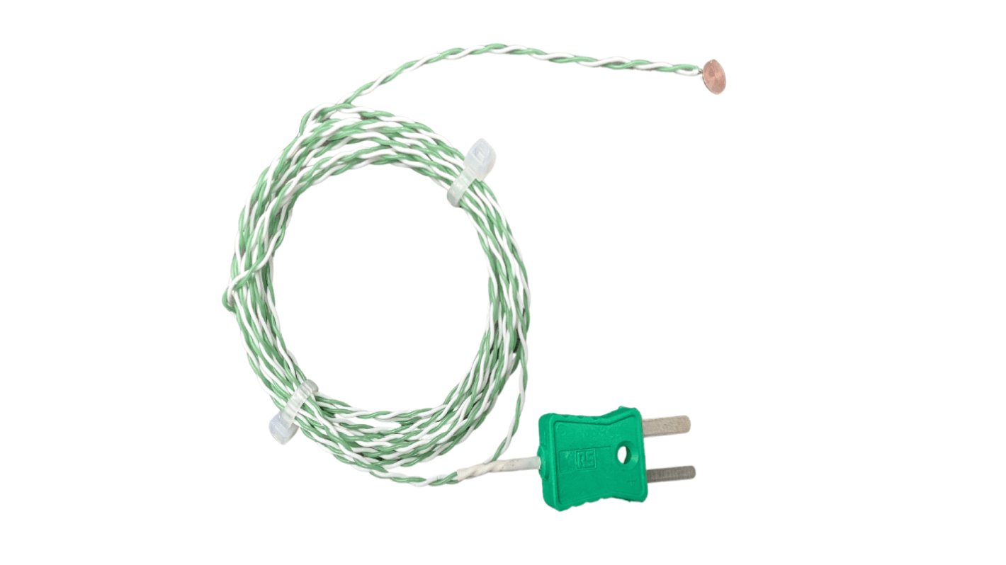 Correge K型热电偶, 探头Φ0.2mm x 2m, 可测+200°C, 微型插头接端, 聚四氟乙烯探头, E250系列