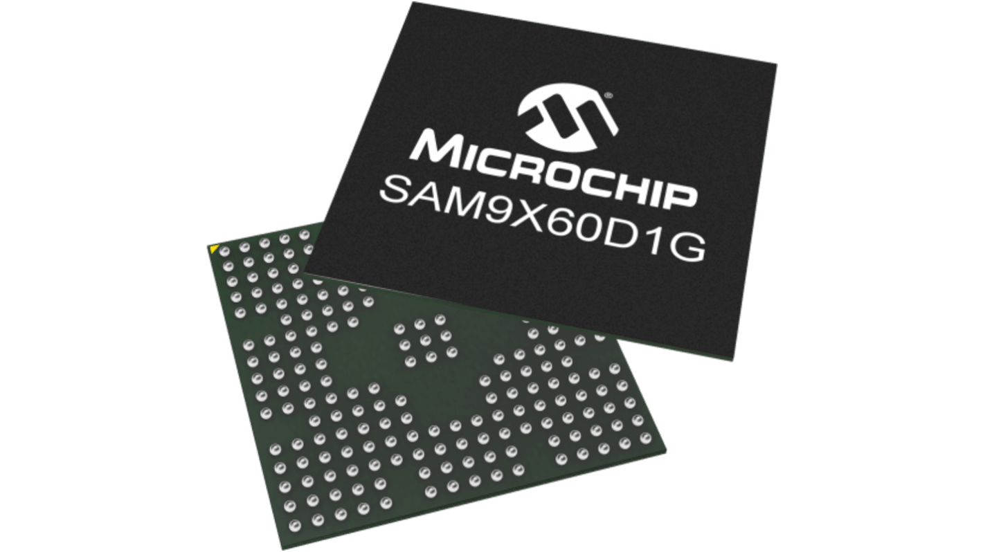 Microchip, 32bit ARM926EJ-S, SAM9X72 Microcontroller, 800MHz, 64 kB SRAM, 233-Pin TFBGA