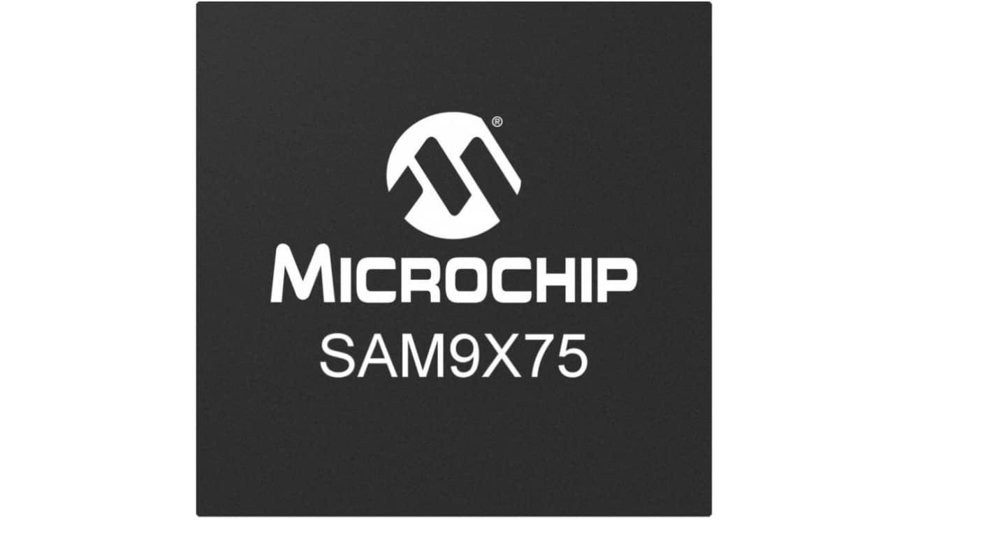 Microchip, 32bit ARM926EJ-S, SAM9X72 Microcontroller, 800MHz, 64 kB SRAM, 243-Pin TFBGA