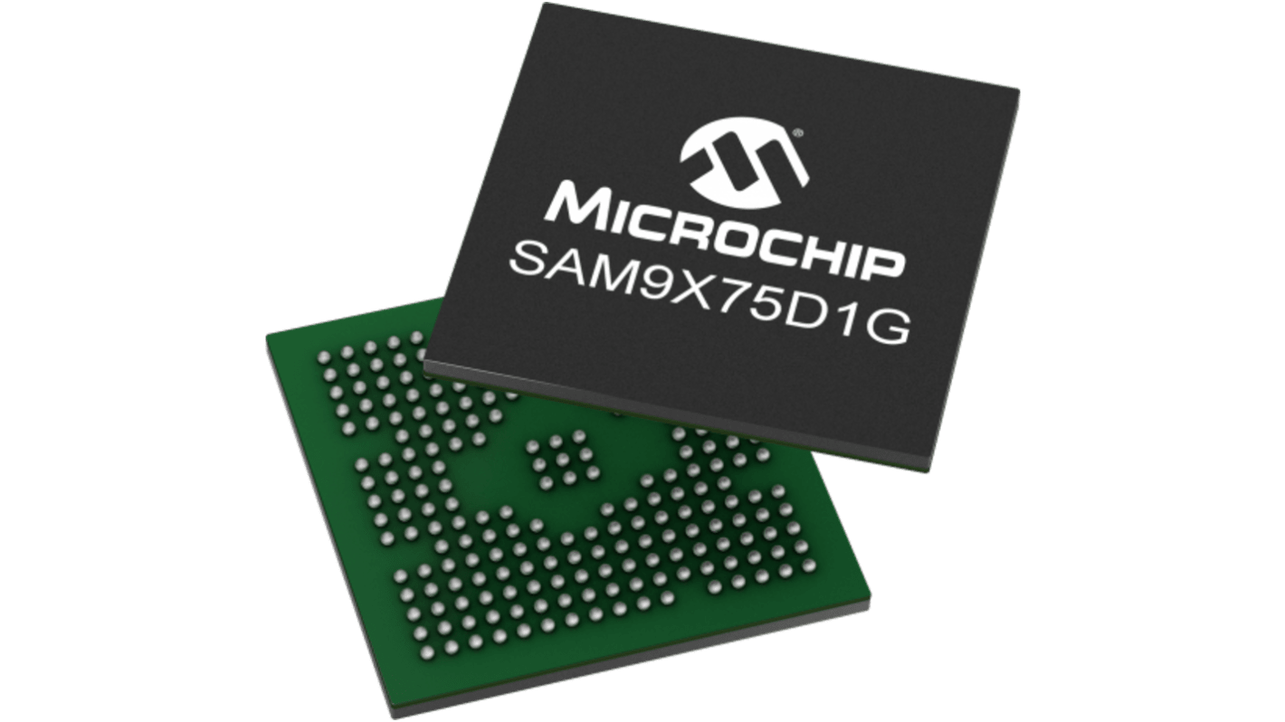 Microchip SAM9X72 マイコン, ARM926EJ-Sコア, 800MHz, 64 KB, SRAM, 243-Pin TFBGA