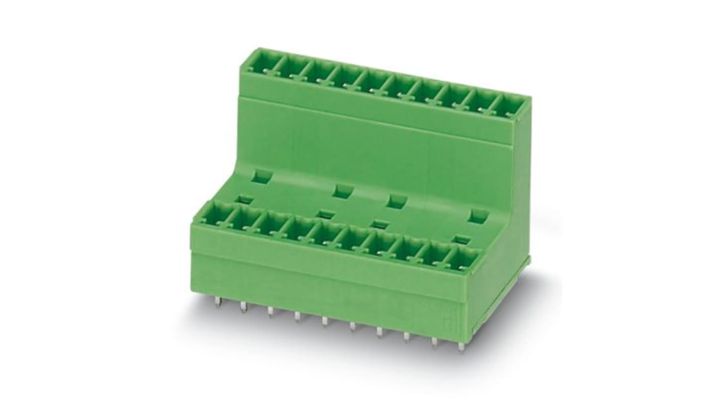 Phoenix Contact Right Angle Solder Mount PCB Header, 10 Contact(s), 3.81mm Pitch, 2 Row(s), Shrouded