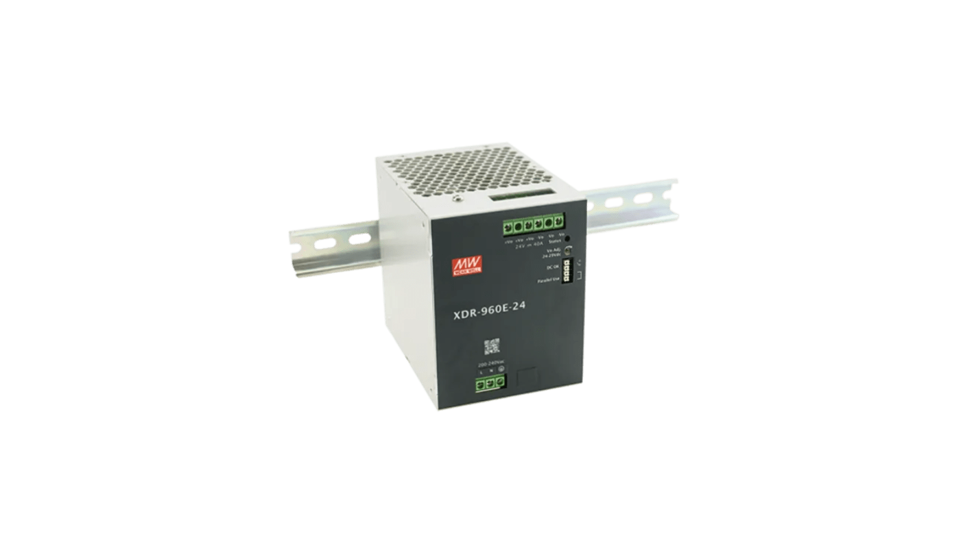 MEAN WELL XDR-960E DIN Rail Power Supply, 180 To 264V ac ac, dc Input, 36V dc Output, 26.6A Output, 957.6W