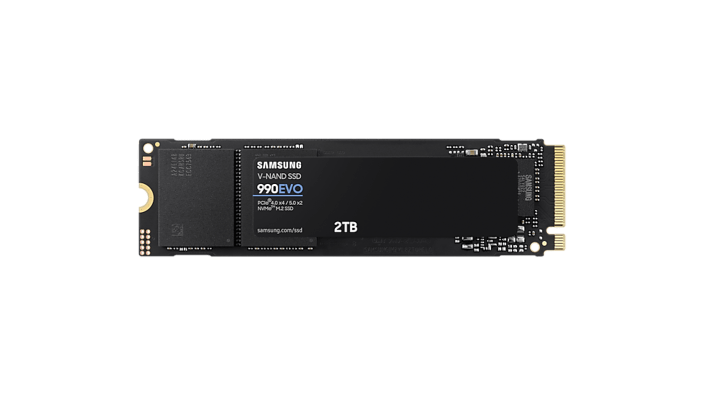 Samsung 2TB固态硬盘 SSD, PCIe Gen 4.0 x4 NVMe接口, M.2, 三星固态硬盘 990 EVO, V-NAND TLC