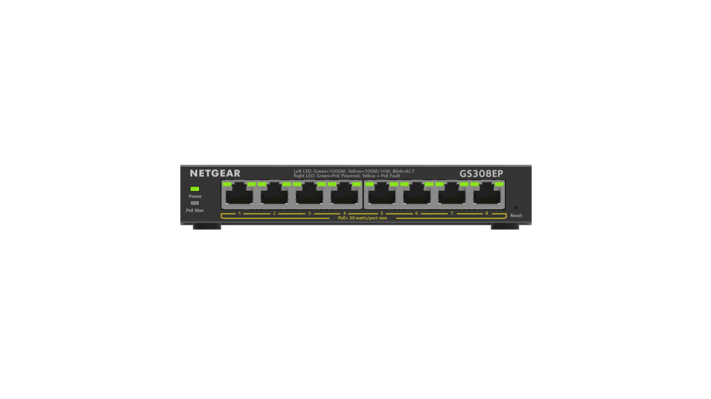 Netgear 8口管理型智能以太网交换机, PoE, GS308EP-100UKS