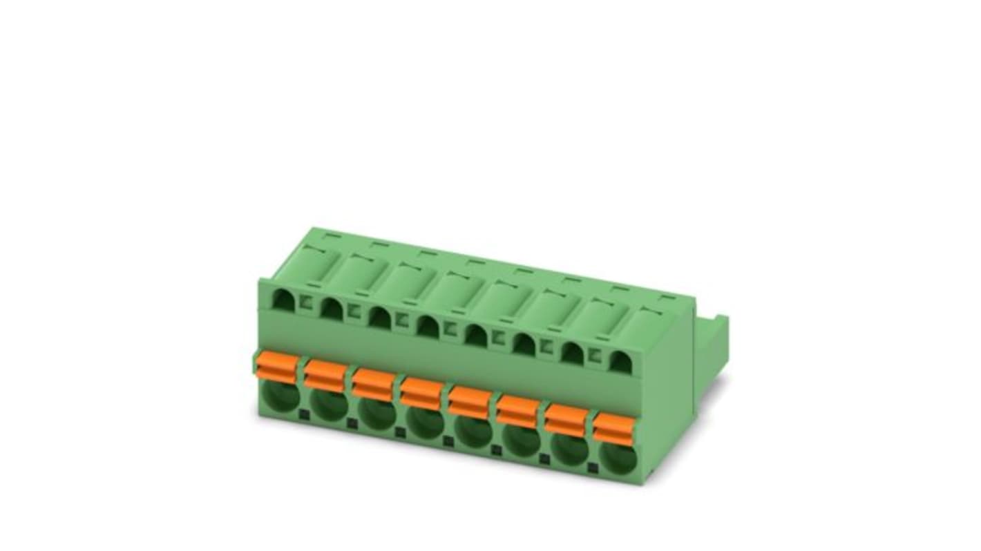 Phoenix Contact PCB Terminal Block, 8-Contact, 5mm Pitch, Push-In, 1-Row, Socket Termination
