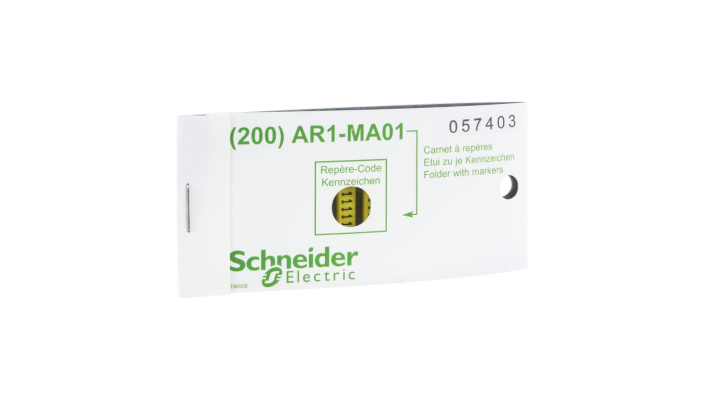 Schneider Electric AR1M Clip On Cable Marker, Black on Yellow, Pre-printed "U", for Cables, AR1MB01U