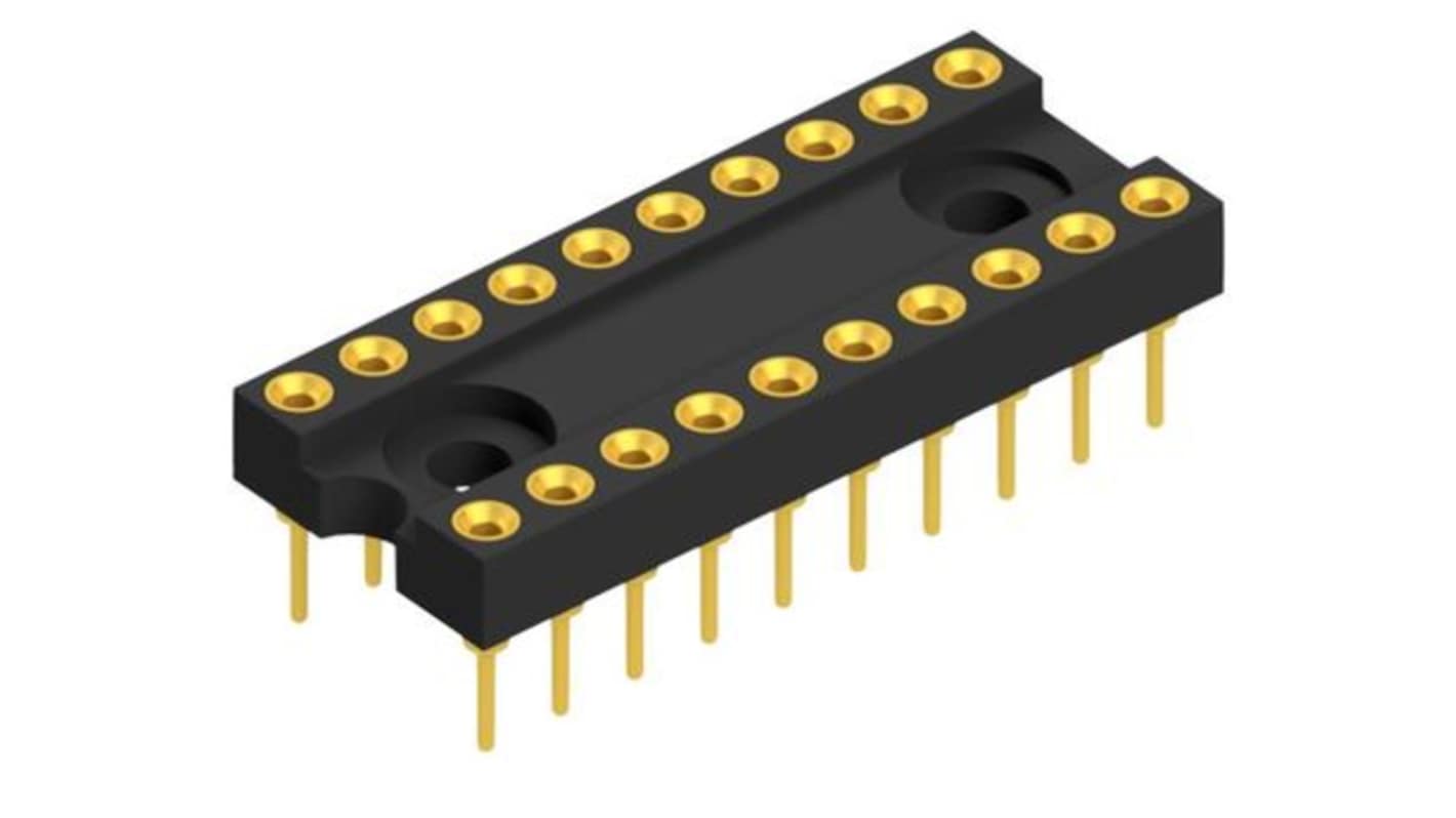 Fischer Elektronik, DIL 2.54mm Pitch Straight 20 Way, Through Hole Closed Frame IC Dip Socket, 1.5A