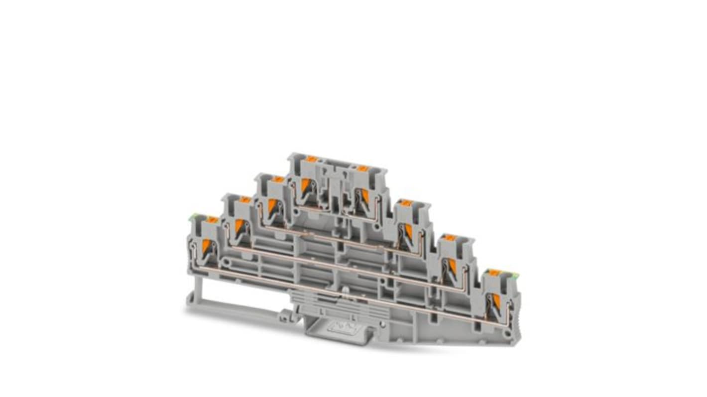 Phoenix Contact 1336387 13363 Series Grey, 0.14mm², 4-Level, Push In Termination