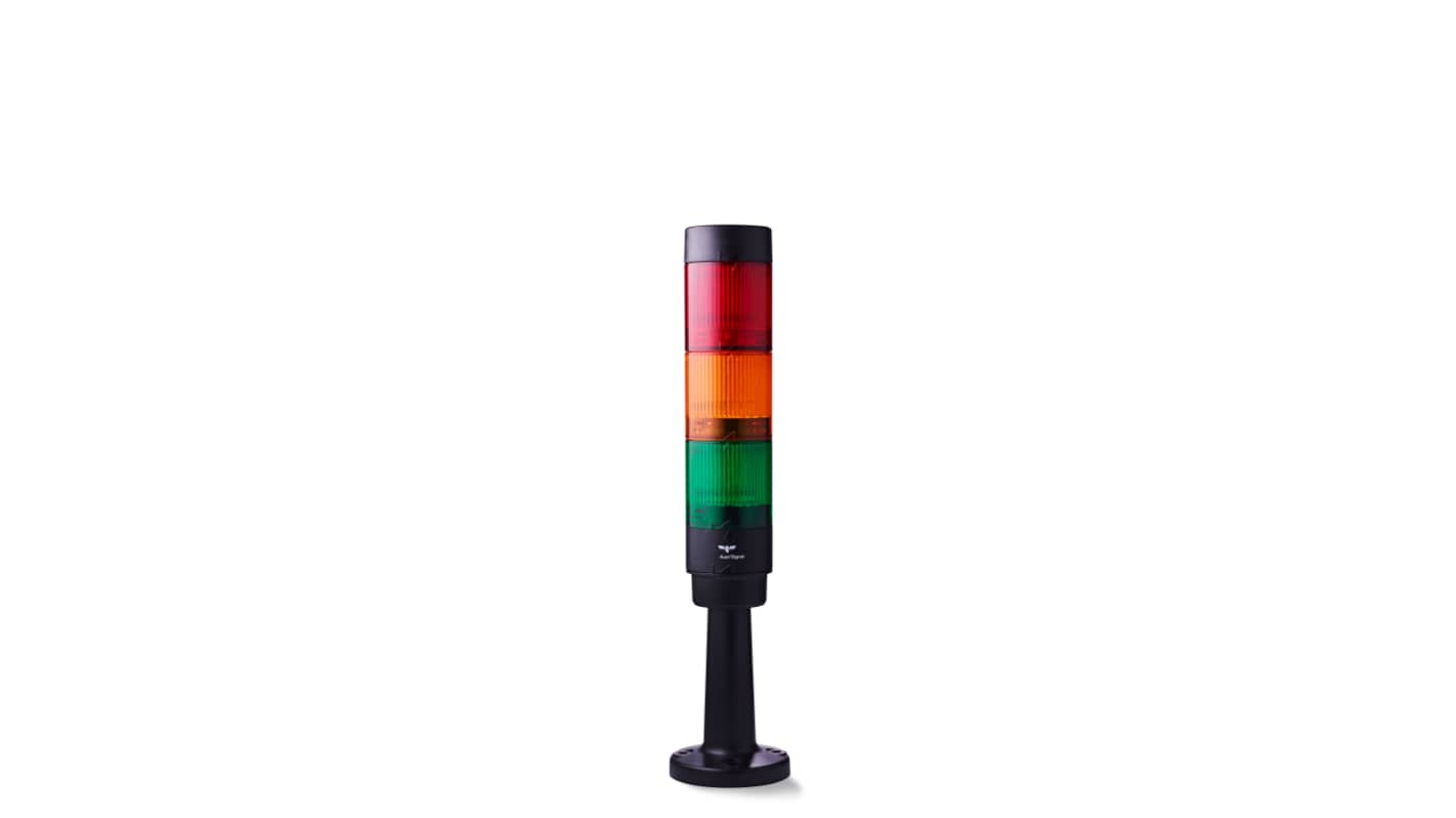 AUER Signal CT5 Series Amber, Green, Red Signal Tower, 3 Lights, 24 V, Tube Mounted