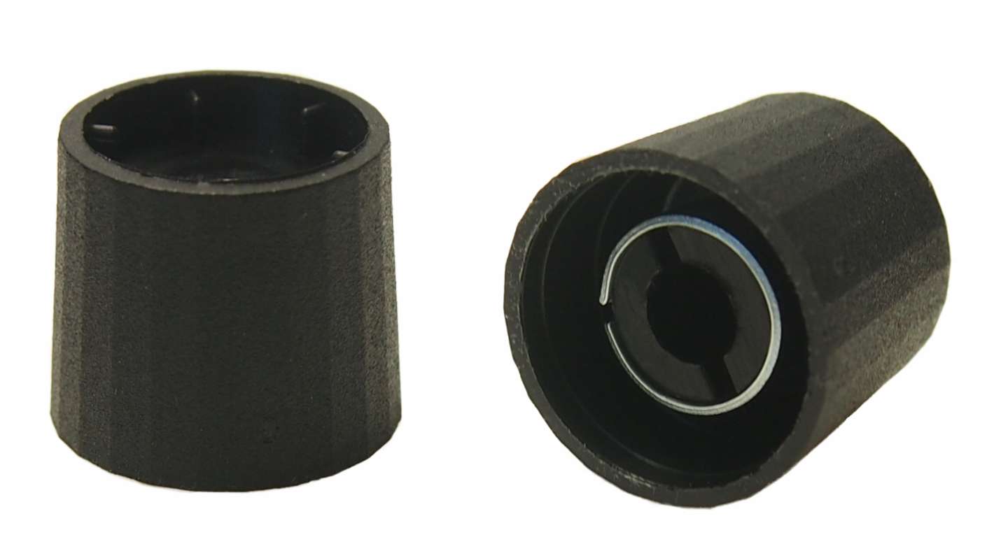 RS PRO 19.7mm Black Potentiometer Knob for 6mm Shaft D Shaped