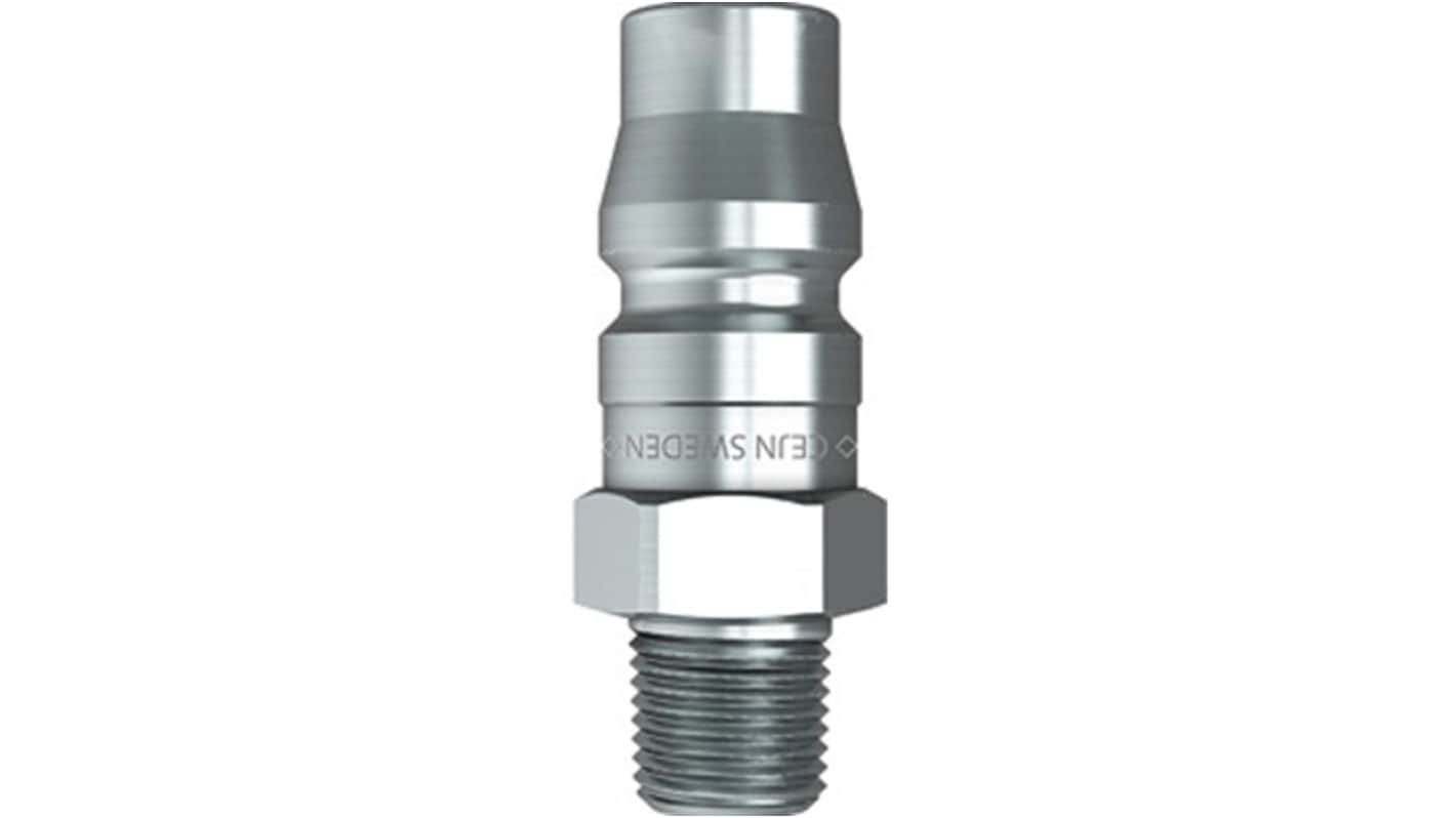 CEJN Zinc Plated Steel Male Pneumatic Quick Connect Coupling, R 3/8 Threaded