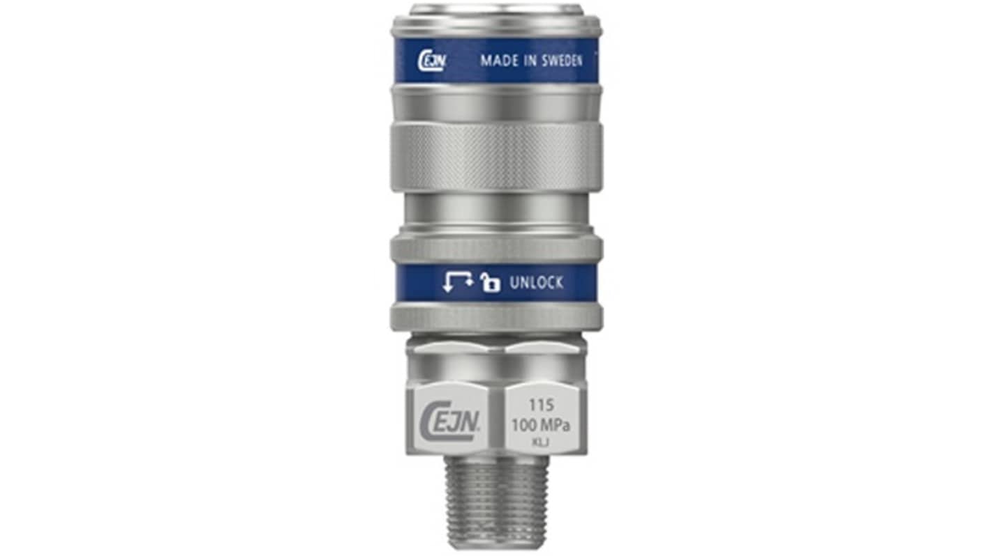 CEJN Zinc Plated Steel Male Pneumatic Quick Connect Coupling, G 1/4 G 1/4