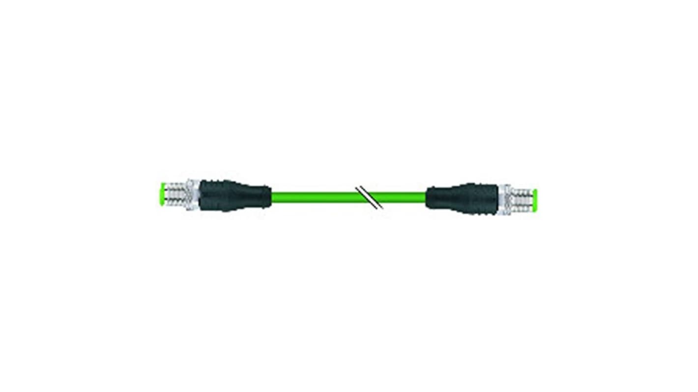 B&R Straight Male 4 way M12 to Straight Male 4 way M12 Actuator/Sensor Cable, 15m