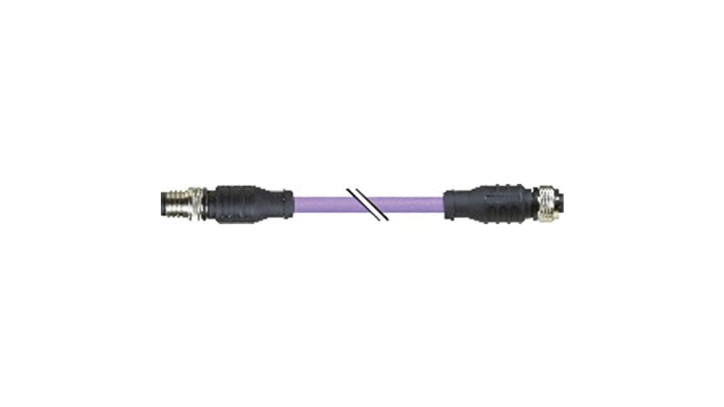 B&R Straight Male 4 way M12 to Straight Female 5 way 5 Pin Socket Actuator/Sensor Cable, 500mm