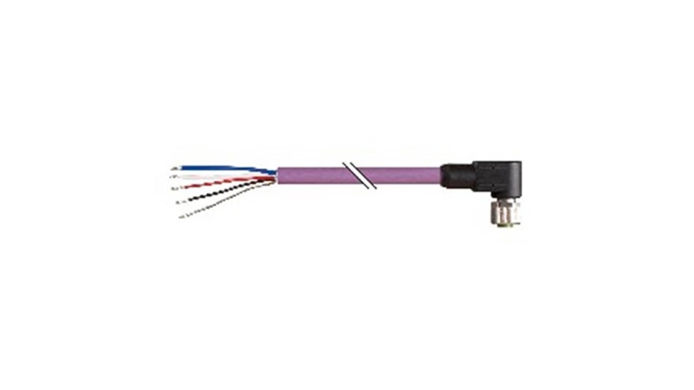 B&R Right Angle Female 5 way 5 Pin Socket to Unterminated Actuator/Sensor Cable, 10m