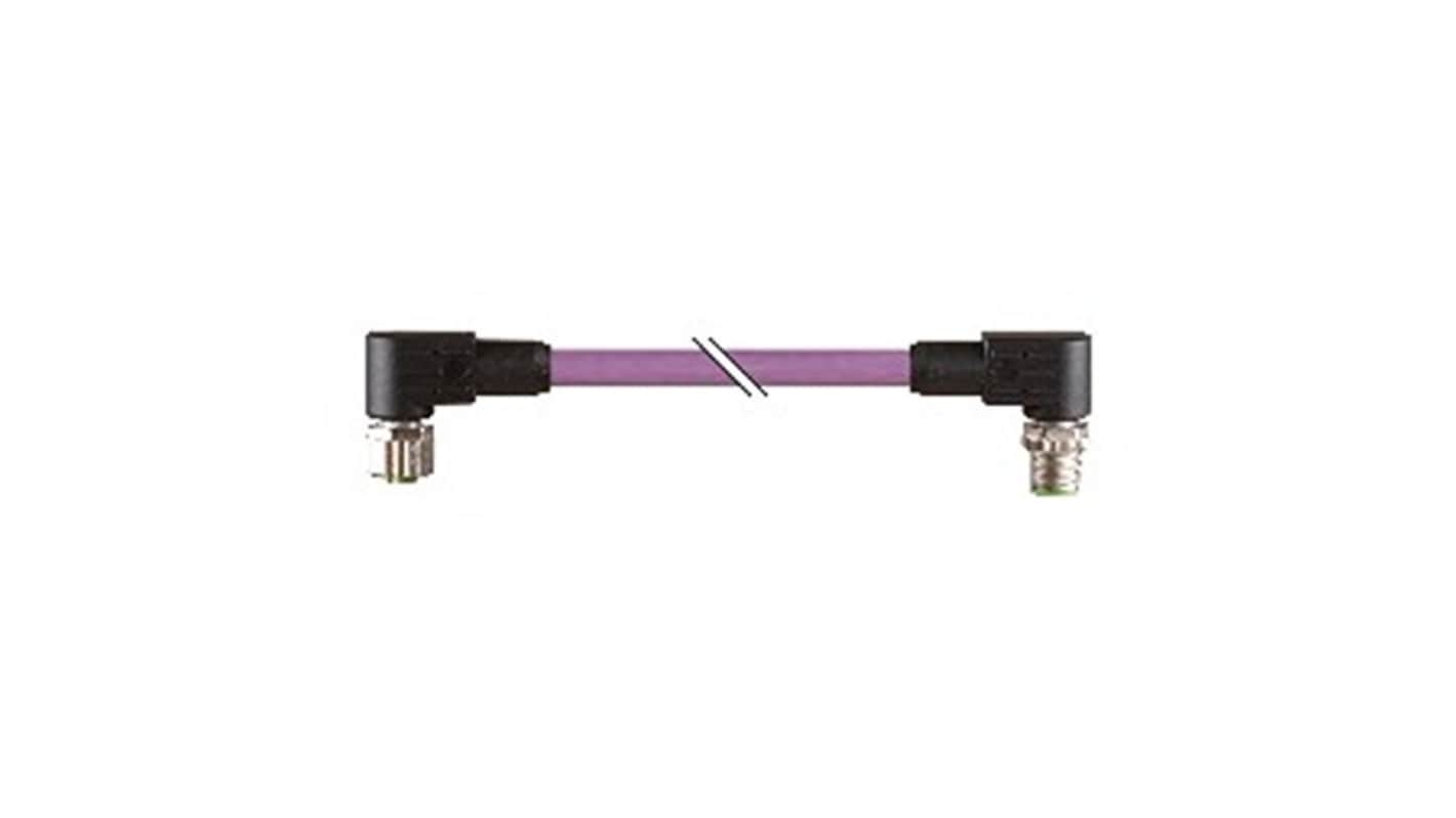 B&R Right Angle Male 5 way M12 to Right Angle Female 5 way 5 Pin Socket Actuator/Sensor Cable, 15m